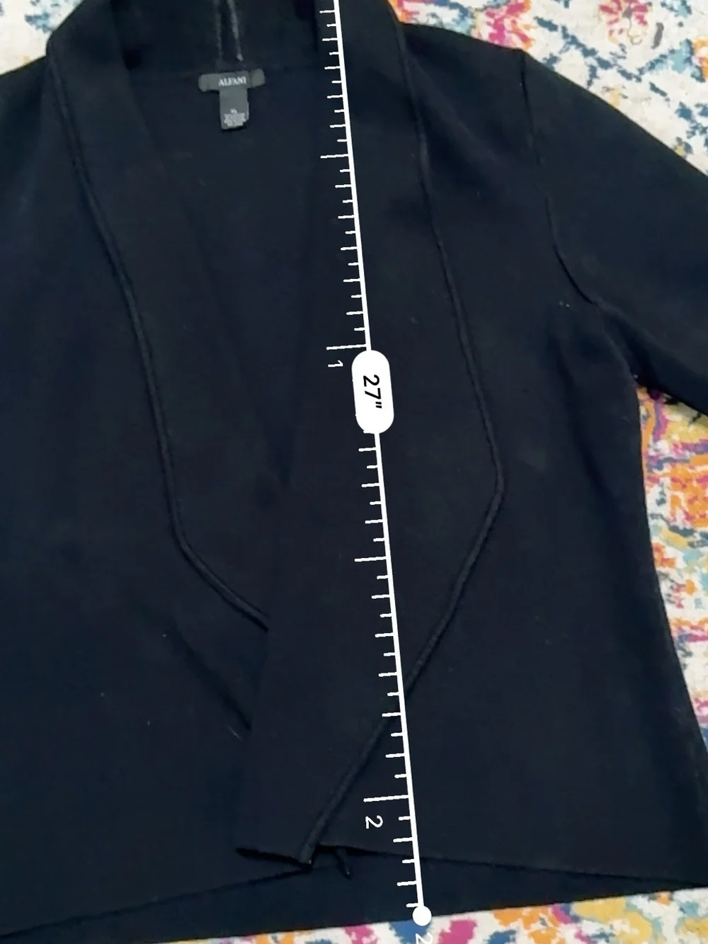 Alfani Black Open Front Shawl Collar Cardigan Sweater Women’s XL Knit